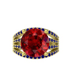 Garnet ve lab safir 8 ayar altın yüzük