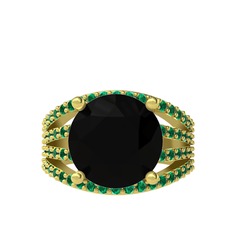 Amira Yüzük - Siyah zirkon ve yeşil kuvars 18 ayar altın yüzük #kjhsj6