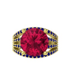 Rodolit garnet ve lab safir 8 ayar altın yüzük