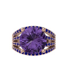 Amira Yüzük - Ametist ve lab safir 18 ayar rose altın yüzük #l6meyv