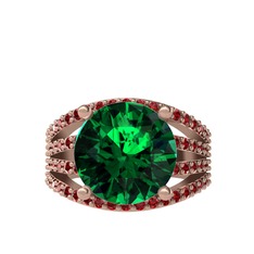 Yeşil kuvars ve garnet 18 ayar rose altın yüzük