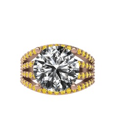 Beyaz zirkon ve sitrin 14 ayar rose altın yüzük