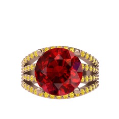 Amira Yüzük - Garnet ve sitrin 14 ayar rose altın yüzük #m1lvq3