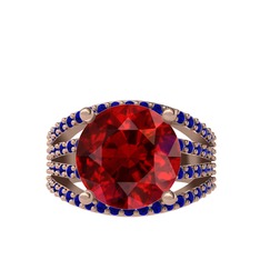 Amira Yüzük - Garnet ve lab safir 925 ayar rose altın kaplama gümüş yüzük #mh0e2w