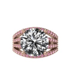 Amira Yüzük - Swarovski ve pembe kuvars 18 ayar rose altın yüzük #mib74u