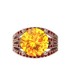 Amira Yüzük - Sitrin ve garnet 14 ayar rose altın yüzük #n1sjls