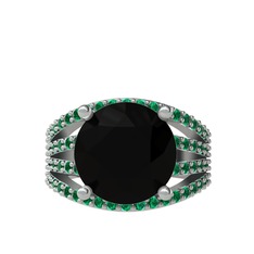 Siyah zirkon ve yeşil kuvars 925 ayar gümüş yüzük