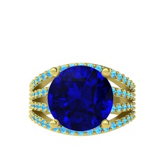 Amira Yüzük - Lab safir ve akuamarin 18 ayar altın yüzük #nz0z54