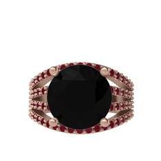 Amira Yüzük - Siyah zirkon ve kök yakut 925 ayar rose altın kaplama gümüş yüzük #omzwfv