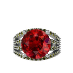Amira Yüzük - Garnet ve peridot 925 ayar gümüş yüzük #p123wa