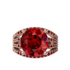 Amira Yüzük - Garnet 14 ayar rose altın yüzük #q30fab