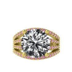 Amira Yüzük - Swarovski ve pembe kuvars 8 ayar altın yüzük #qkm12k
