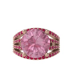 Amira Yüzük - Pembe kuvars ve rodolit garnet 14 ayar rose altın yüzük #qu2mfn