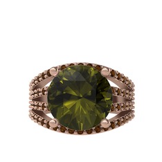 Amira Yüzük - Peridot ve dumanlı kuvars 8 ayar rose altın yüzük #r87t3l