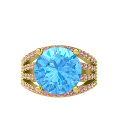 Amira Yüzük - Akuamarin ve pembe kuvars 14 ayar altın yüzük #rolnwa