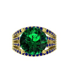 Amira Yüzük - Yeşil kuvars ve lab safir 925 ayar altın kaplama gümüş yüzük #s0q84o