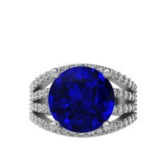 Amira Yüzük - Lab safir ve swarovski 925 ayar gümüş yüzük #s33wk6