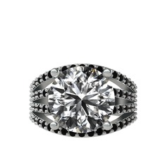 Amira Yüzük - Beyaz zirkon ve siyah zirkon 18 ayar beyaz altın yüzük #spjena