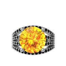 Amira Yüzük - Sitrin ve siyah zirkon 925 ayar gümüş yüzük #toln4j
