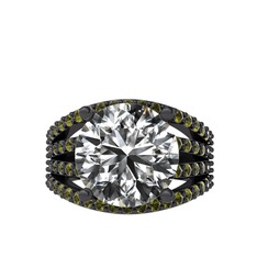 Amira Yüzük - Swarovski ve peridot 925 ayar siyah rodyum kaplama gümüş yüzük #tu8olw