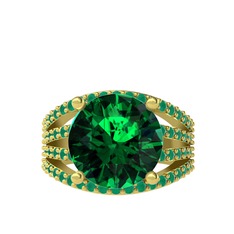 Amira Yüzük - Yeşil kuvars ve kök zümrüt 14 ayar altın yüzük #tyfj49