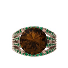 Amira Yüzük - Dumanlı kuvars ve yeşil kuvars 18 ayar rose altın yüzük #v9b5mf