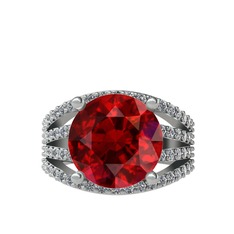 Garnet ve pırlanta 925 ayar gümüş yüzük (0.93 karat)