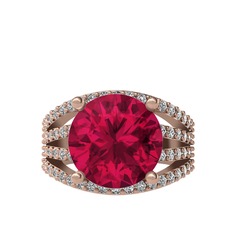Rodolit garnet ve swarovski 8 ayar rose altın yüzük