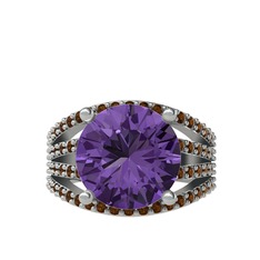 Amira Yüzük - Ametist ve dumanlı kuvars 925 ayar gümüş yüzük #vy81vq