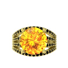 Amira Yüzük - Sitrin ve siyah zirkon 18 ayar altın yüzük #w5g5jm