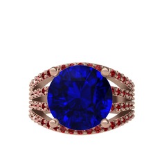 Amira Yüzük - Lab safir ve garnet 8 ayar rose altın yüzük #w64cub