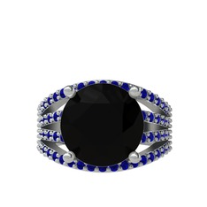 Amira Yüzük - Siyah zirkon ve lab safir 18 ayar beyaz altın yüzük #xtxo6y