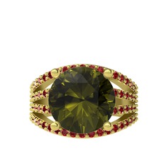Peridot ve garnet 14 ayar altın yüzük