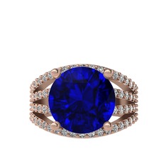Amira Yüzük - Lab safir ve swarovski 8 ayar rose altın yüzük #y7pn0u