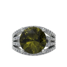 Amira Yüzük - Peridot ve pırlanta 925 ayar gümüş yüzük (0.93 karat) #y8cs4u