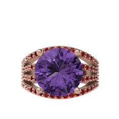 Ametist ve garnet 8 ayar rose altın yüzük