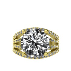 Amira Yüzük - Beyaz zirkon ve pırlanta 8 ayar altın yüzük (0.93 karat) #zma07a