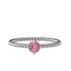 Pembe kuvars 18 ayar beyaz altın yüzük