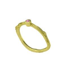Minimal Dal Yüzük - Pembe kuvars 18 ayar altın yüzük #16q85el