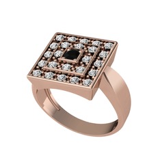 Daria Yüzük - Siyah zirkon ve swarovski 18 ayar rose altın yüzük #10e6eg8