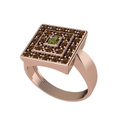 Daria Yüzük - Peridot ve dumanlı kuvars 14 ayar rose altın yüzük #12bpg4s