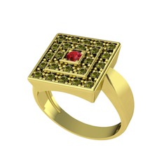 Daria Yüzük - Garnet ve peridot 14 ayar altın yüzük #132y851