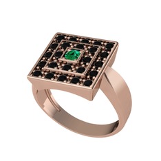 Daria Yüzük - Yeşil kuvars ve siyah zirkon 8 ayar rose altın yüzük #13bkpj2