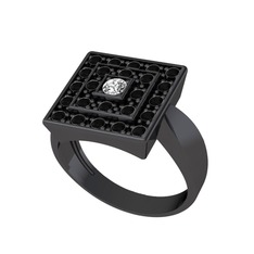 Daria Yüzük - Swarovski ve siyah zirkon 925 ayar siyah rodyum kaplama gümüş yüzük #13cs15s