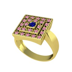 Daria Yüzük - Lab safir ve pembe kuvars 18 ayar altın yüzük #14y5mu4