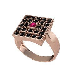 Daria Yüzük - Rodolit garnet ve siyah zirkon 14 ayar rose altın yüzük #15ukmeg