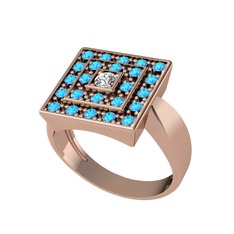 Daria Yüzük - Beyaz zirkon ve akuamarin 8 ayar rose altın yüzük #168v8w1