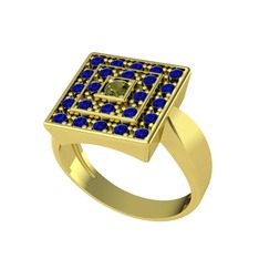 Daria Yüzük - Peridot ve lab safir 18 ayar altın yüzük #16rtwmk