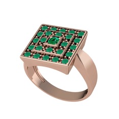 Daria Yüzük - Yeşil kuvars ve kök zümrüt 14 ayar rose altın yüzük #16ygp0n