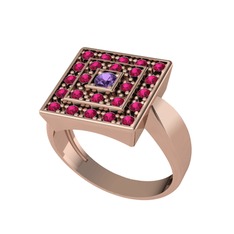 Ametist ve rodolit garnet 8 ayar rose altın yüzük